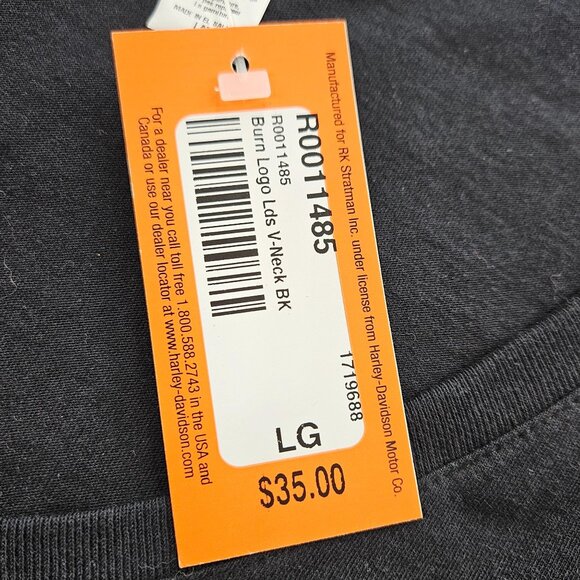 Harley-Davidson V-Neck Shirt Women L Black 100% Cotton Short Sleeve Fire IL NEW - Picture 4 of 11